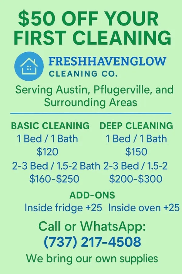 FreshHavenglow Cleaning Co. cleaning team in Austin]